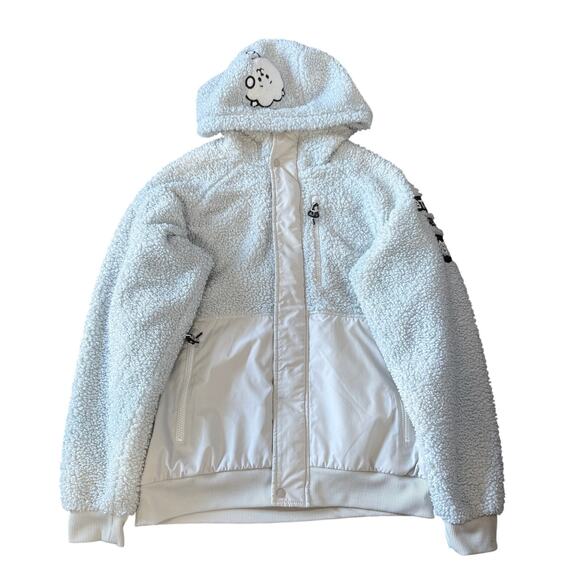 BT21 Fleece RJ Jacket Jumper Mens S Gray Pile Hooded Zip Kolon Line BTS - Picture 1 of 10